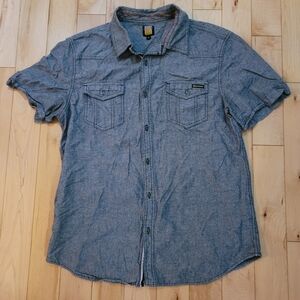 Dickies Women's Size XL Casual Blue Button Down Shirt